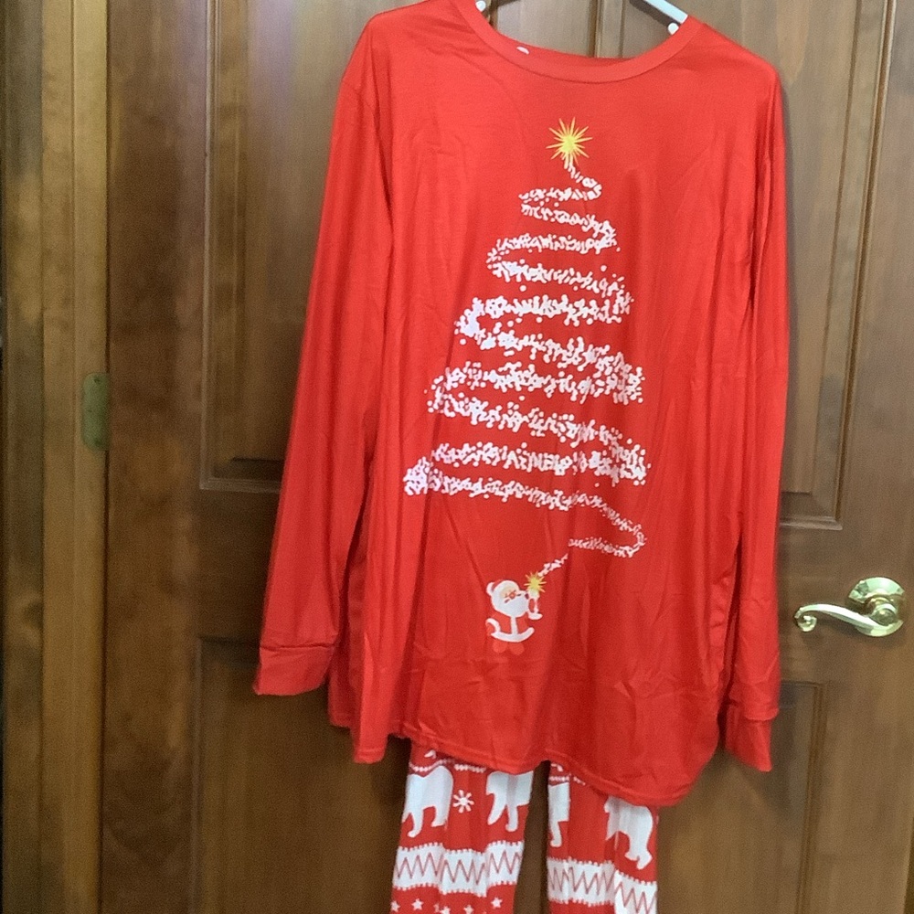 Festive Red Christmas Tree Kids Pajamas